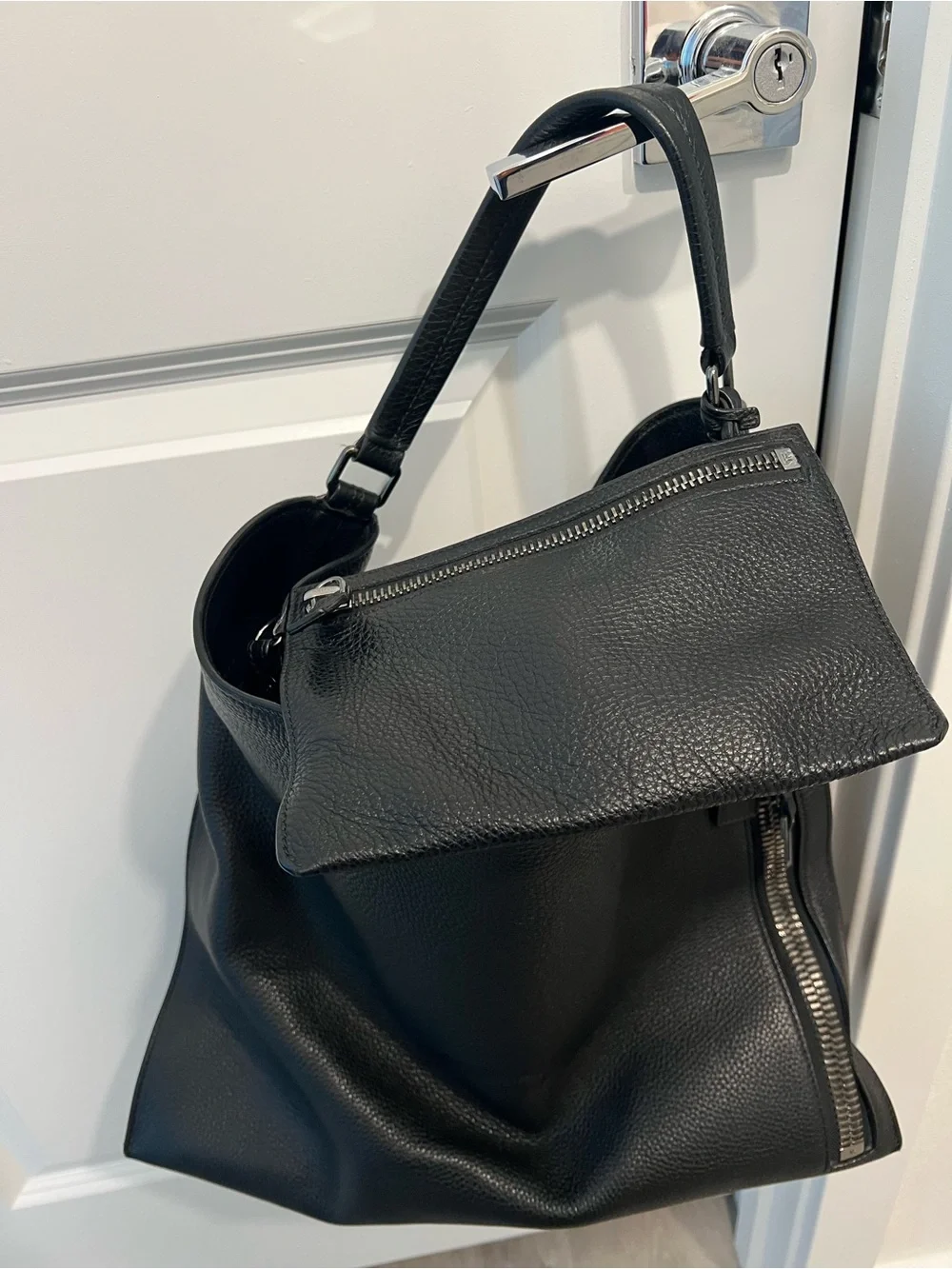 TOM FORD Alix Sleek Black Pebbled Leather Hobo Bag - Women's Shoulder Tote